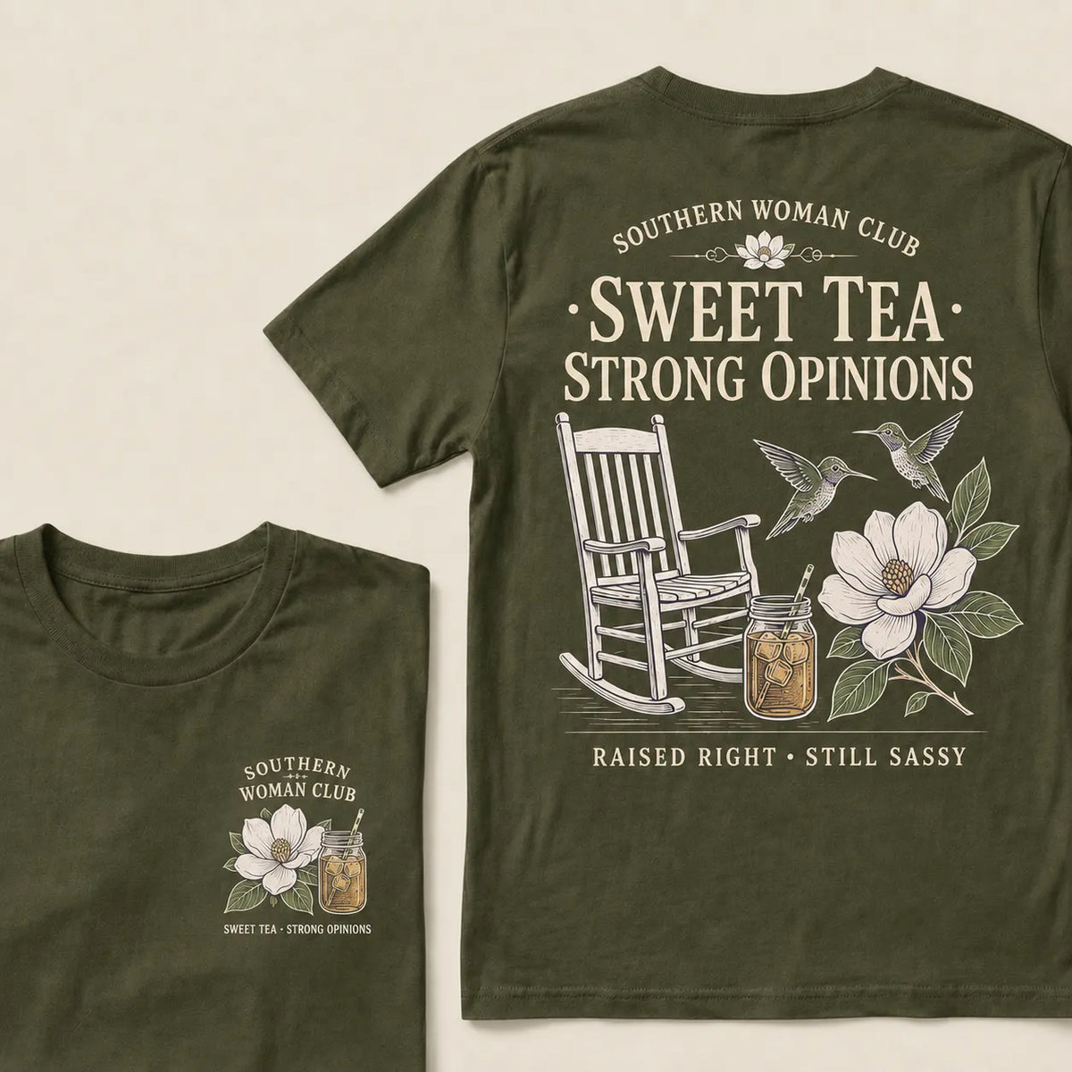Southern Woman Club Sweet Tea Strong Opinions T-Shirt – Vintage Magnolia Graphic Tee For Southern Women